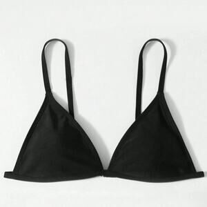 Triangle String Bikini Top – Removable Pads – Black – Size 140 (XXS-XS) – NWOT